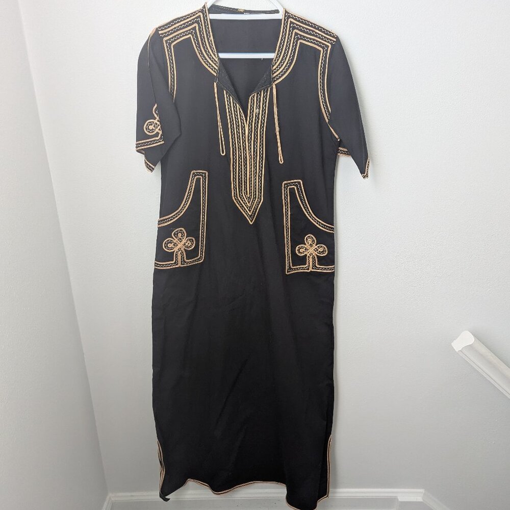Authentic Indian Women's Black and Gold Embroidered Dress